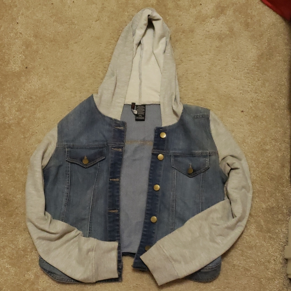 Jean Jacket with Sweatchurt Sleeves